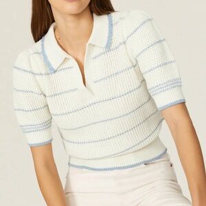 Polo Ralph Lauren Striped Puff Sleeve Knit Sweater
